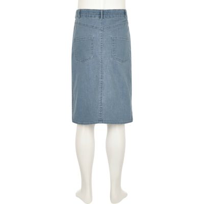 Girls blue denim pencil skirt